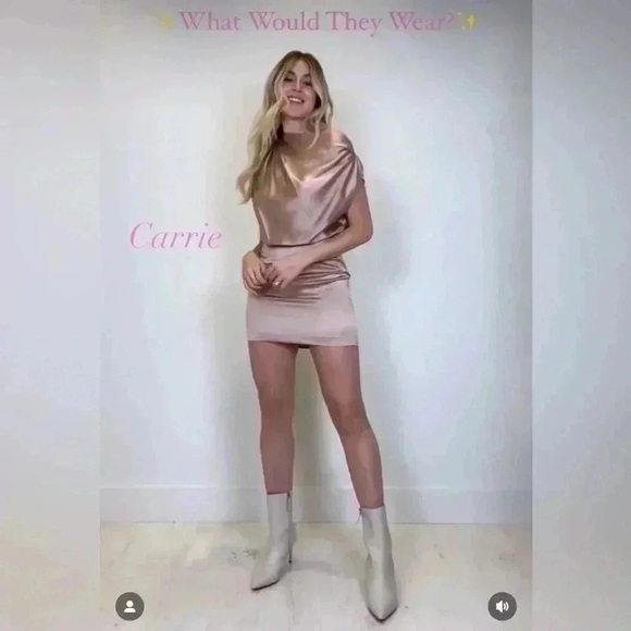 The Sei 100% Silk Draped One-Shoulder Mini Dress Champagne Pink Size 6 $747 - Picture 2 of 15